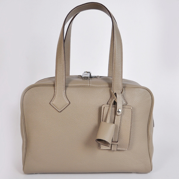 8655DG Hermes Victoria Bag in pelle clemence in grigio scuro con Si